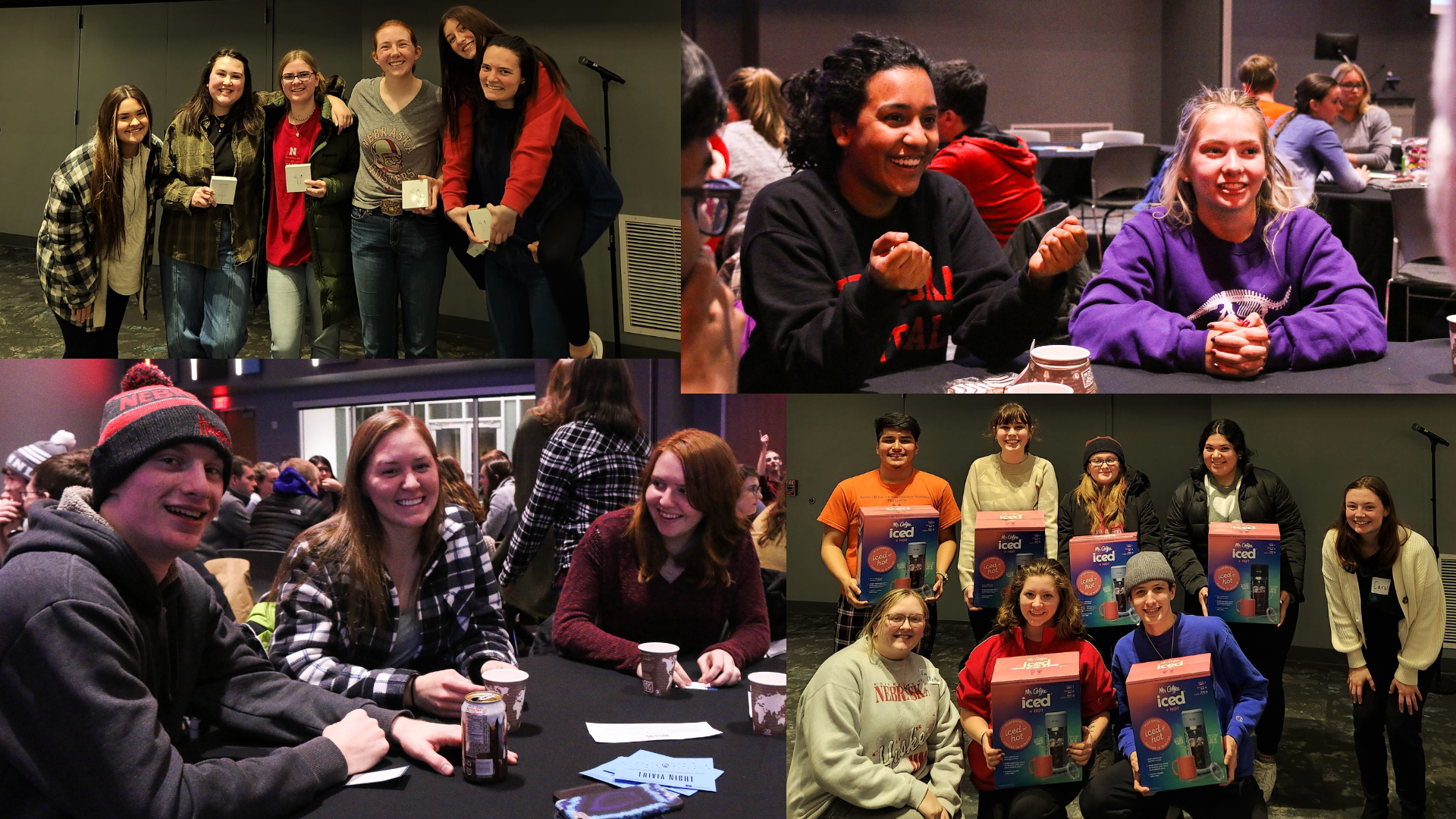 collage of students at the Learning Community Trivia Night event