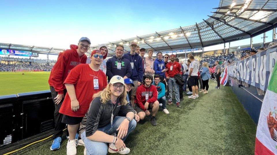 Pressbox students at Children's Mercy Park to watch Sporting Kansas City