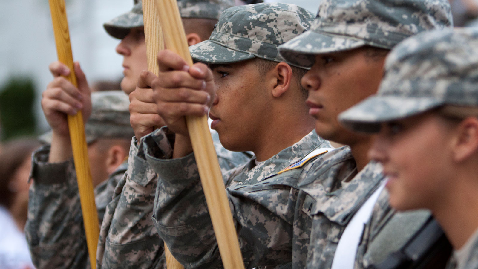 ROTC members standing at attention